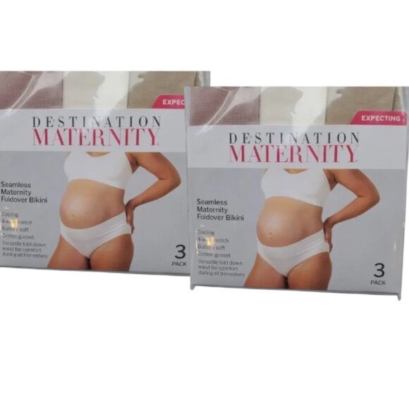 NWT Destination Maternity Womens Fold-over Panty Two (2) 3-Packs Multi-color 6pr - Picture 1 of 6